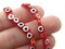 64 6mm Red Black and White Evil Eye Small Smooth Flat Square Disc Glass Beads